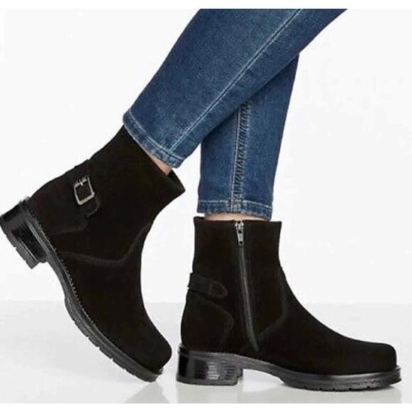 La Canadienne Gavan Suede Buckle Booties 8 Brown - Picture 1 of 7